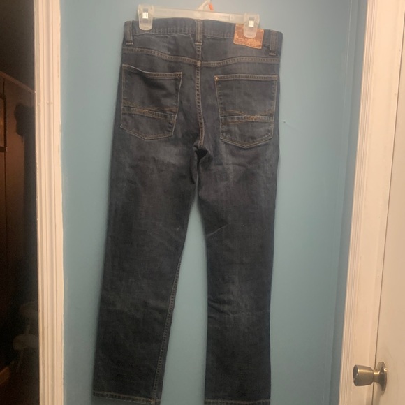 Urban Man Men's Straight Dark Blue Distressed Jeans - Picture 6 of 7